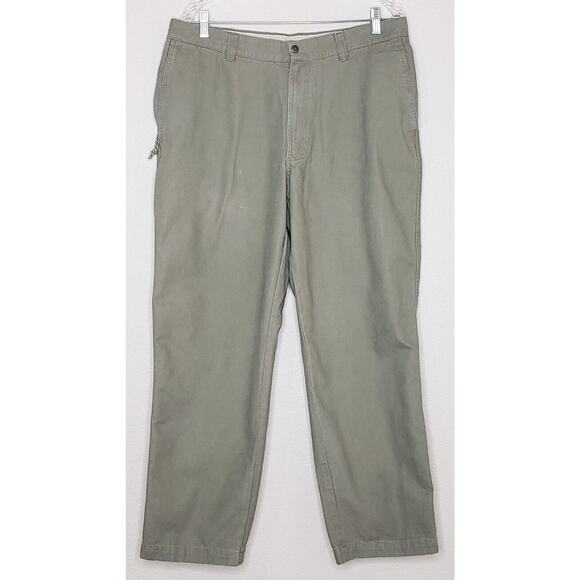 Columbia Mens Pants 36x30 Light Green Flat Front Casual/Outdoor Utility Cotton - Picture 1 of 5
